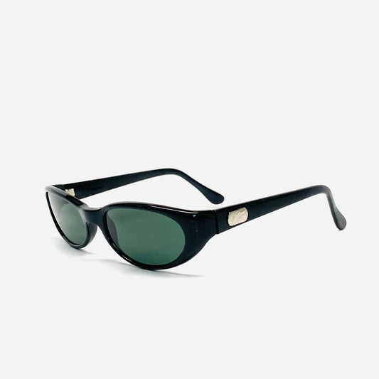 Deadstock Vintage 90s Mod Style Oval Black Sunglasses